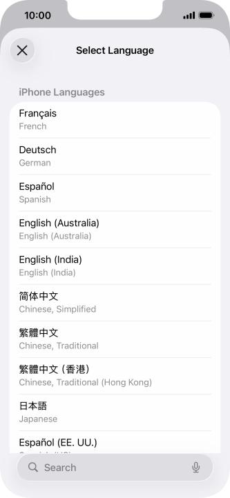 Press the required language.