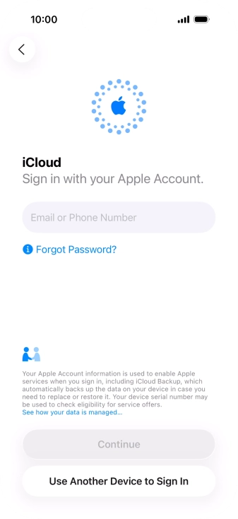 Press Email or Phone Number and key in the username for your Apple Account.