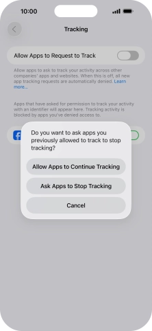 If you turn off the function, press the required setting.