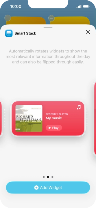 Slide your finger right or left on the screen to select the required widget size. Slide your finger right or left on the screen to select the required widget size.