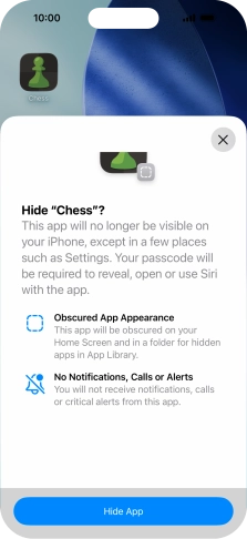 Press Hide App.