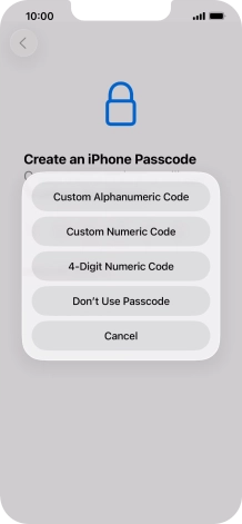 Follow the instructions on the screen to turn on use of phone lock code or press Don't Use Passcode.