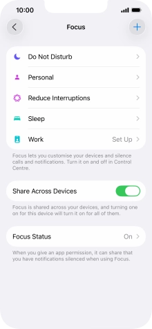 Press the required focus mode.