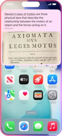 Ask questions or ask Siri to find information on the internet.