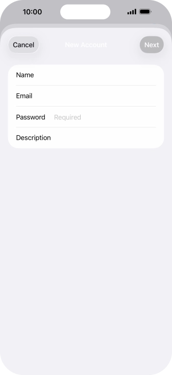 Press Password and key in the password for your email account.