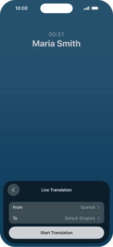 Press Start Translation to use Live Translation during your call.