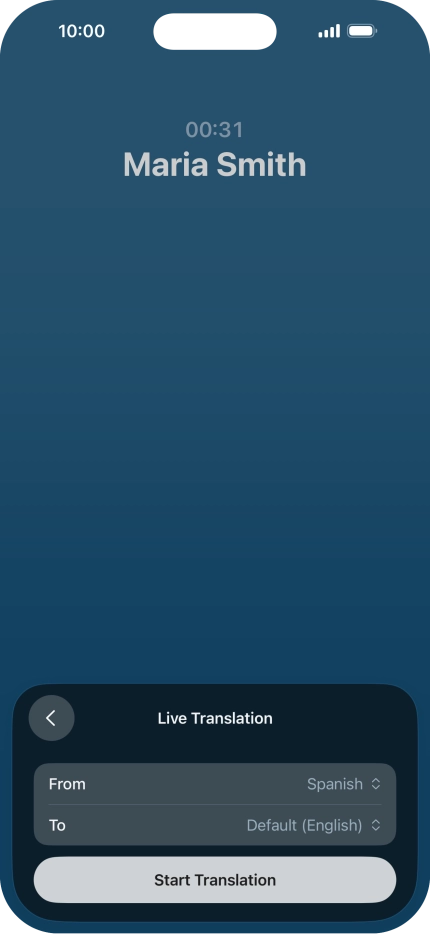 Press Start Translation to use Live Translation during your call.