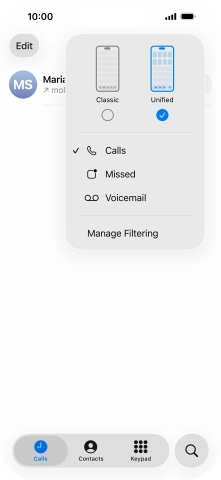 Press Voicemail and follow the instructions on the screen to set the voicemail PIN and greeting.