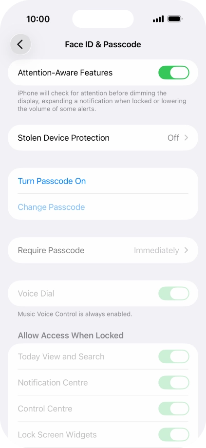 Press Turn Passcode On and key in a phone lock code of your own choice twice.