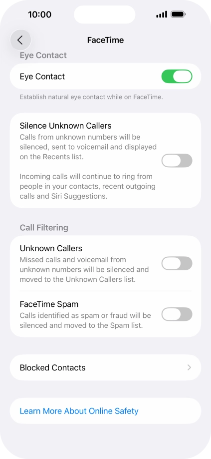 Press Blocked Contacts.
