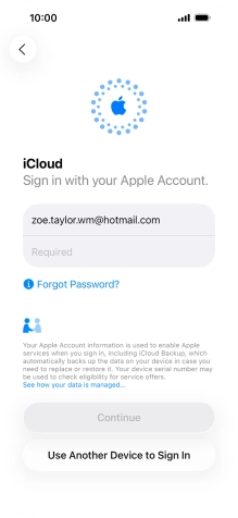 Press Required and key in the password for your Apple Account. Press Required and key in the password for your Apple Account.