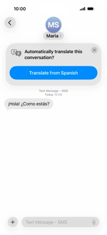 Your phone automatically detects a foreign language and suggests translating the conversation.