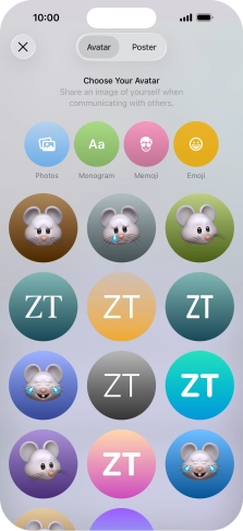 Press the required category and follow the instructions on the screen to select and save the required picture to your Contact Poster.