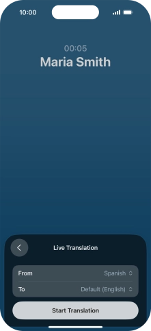 Press Start Translation to use Live Translation during your call.