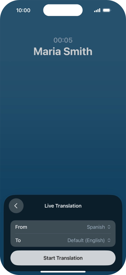Press Start Translation to use Live Translation during your call.