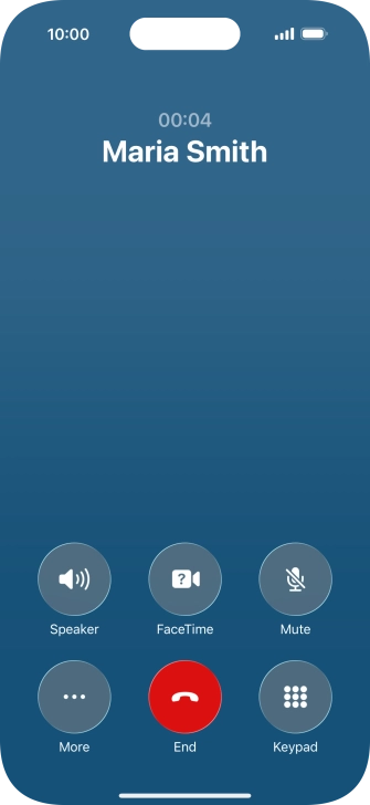 Press the end call icon to end the call and return to the home screen. Press the end call icon to end the call and return to the home screen.