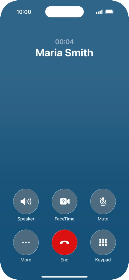 Press the end call icon to end the call and return to the home screen. Press the end call icon to end the call and return to the home screen.