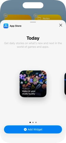Slide your finger right or left on the screen to select the required widget size.