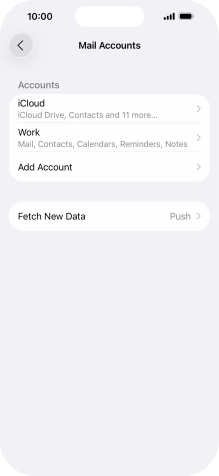 Press the name of the Exchange email account you've just set up. Press the name of the Exchange email account you've just set up.