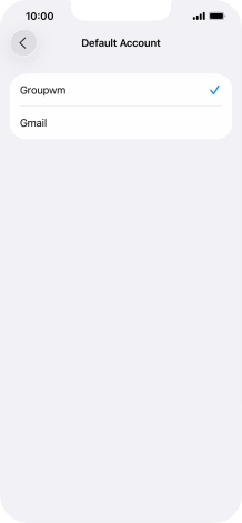 Press the required email account to select the email account as your default account. Press the required email account to select the email account as your default account.