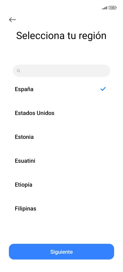 Pulsa el país o el área deseados.