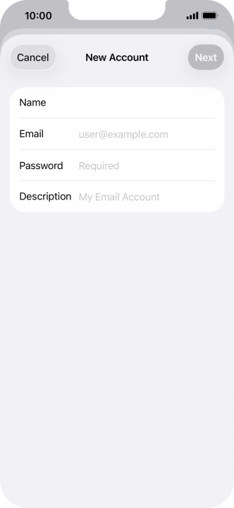 Press Password and key in the password for your email account. Press Password and key in the password for your email account.