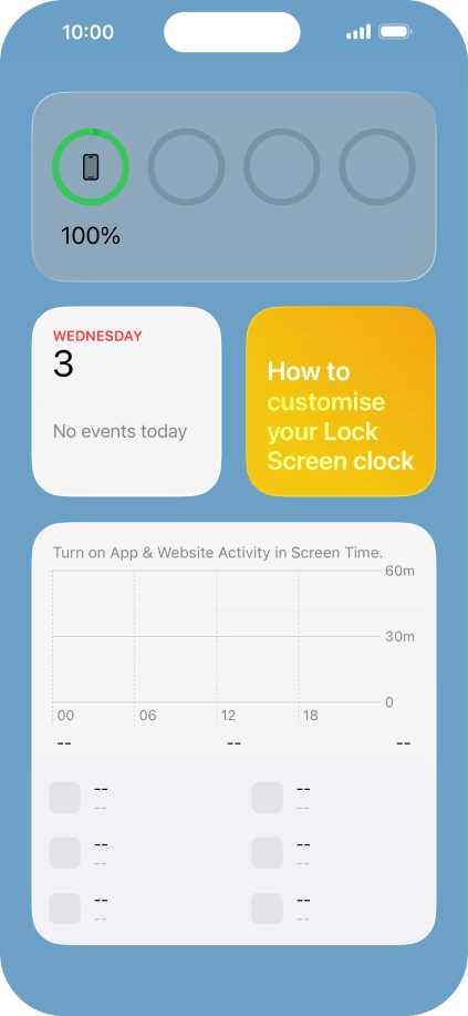 Slide your finger up or down on the screen to see more widgets.