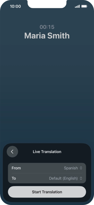 Press Start Translation to use Live Translation during your call.