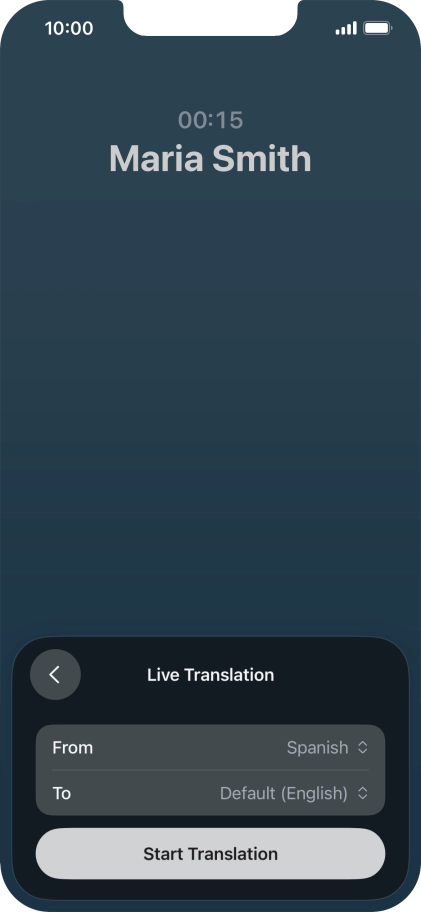 Press Start Translation to use Live Translation during your call.