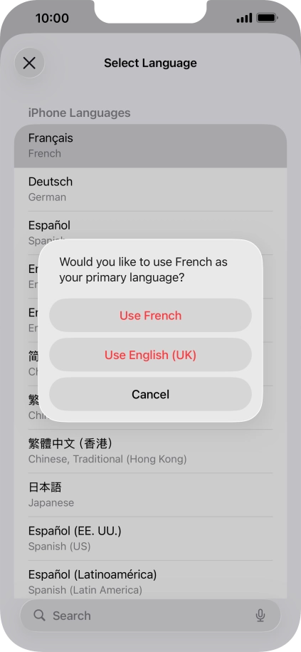To select the new language as the default phone language, press Use ‹language›.