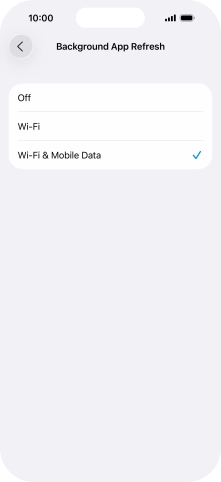 To turn off background refresh of apps, press Off.