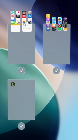 Press the field below the required home screen page to turn page view on or off.