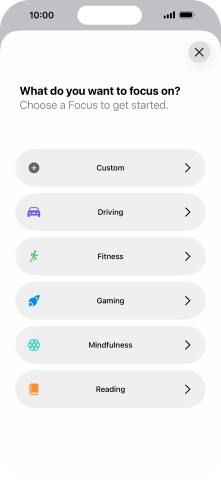 Press the required focus mode and follow the instructions on the screen to add the selected focus mode.