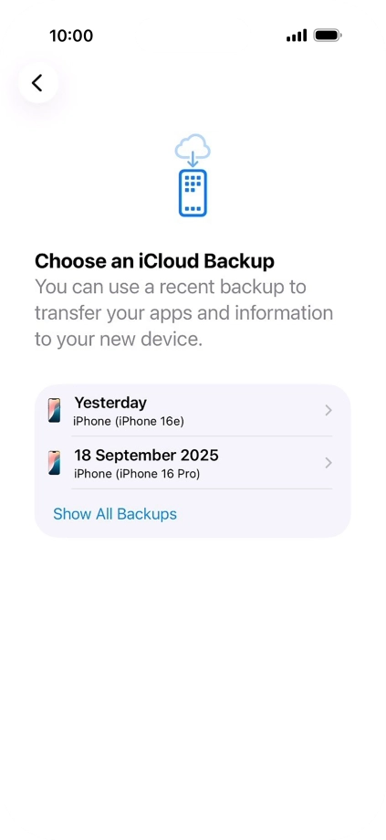 Press the required backup and your phone restores the content of the selected backup. Subsequently, follow the instructions on the screen to set up your phone and prepare it for use. Press the required backup and your phone restores the content of the selected backup. Subsequently, follow the instructions on the screen to set up your phone and prepare it for use.