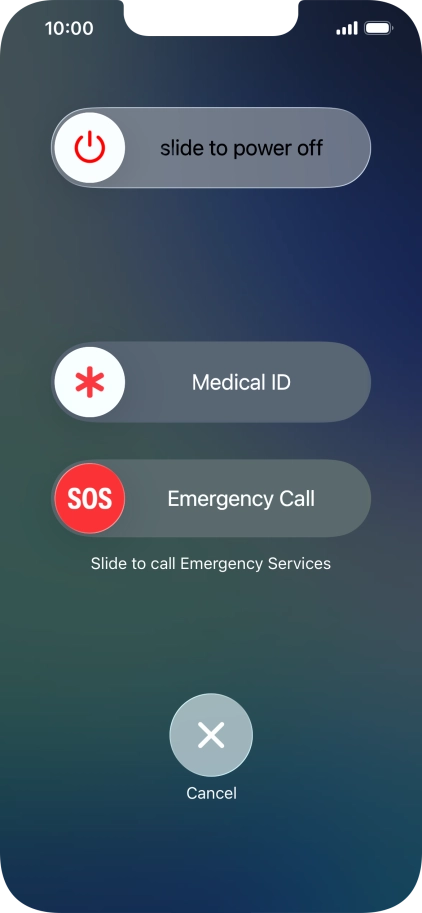 Press and drag the power off icon right.