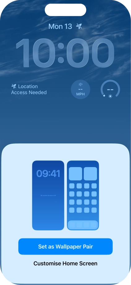 To use the same colour theme on the home screen, press Set as Wallpaper Pair. To use the same colour theme on the home screen, press Set as Wallpaper Pair.