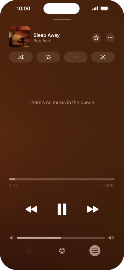 Press the shuffle icon to turn the function on or off.