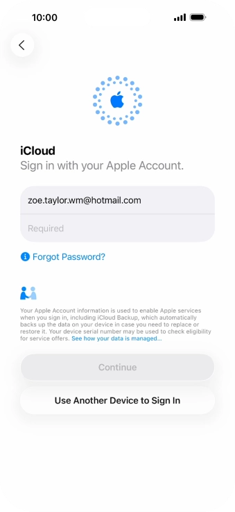 Press Required and key in the password for your Apple Account.