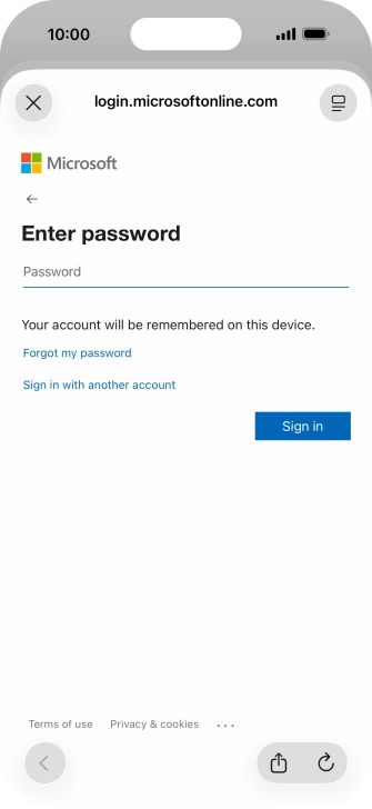 Press Password and key in the password for your email account.