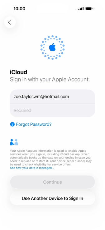 Press Required and key in the password for your Apple Account.