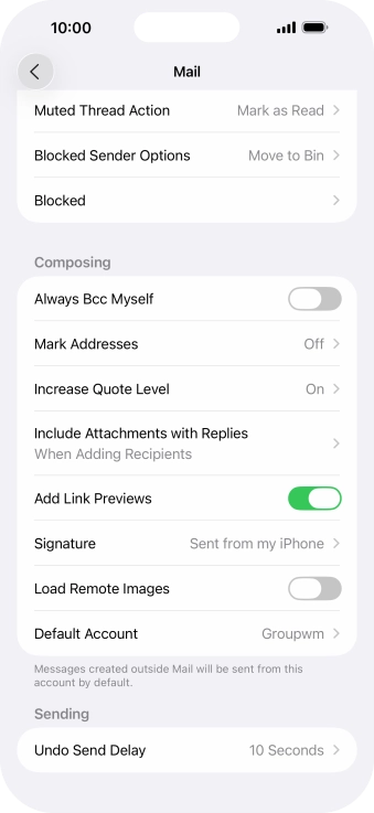 Press Default Account.