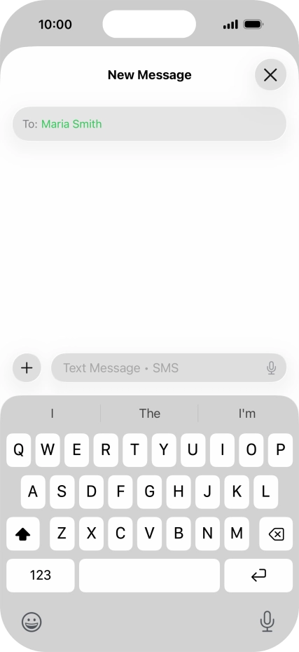 Press the microphone icon and say the required text.