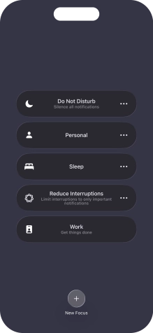 Press the required focus mode to activate or deactivate it immediately. Press the required focus mode to activate or deactivate it immediately.
