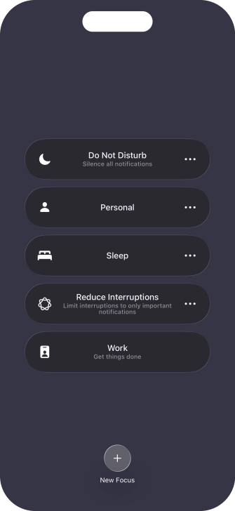 Press the required focus mode to activate or deactivate it immediately. Press the required focus mode to activate or deactivate it immediately.