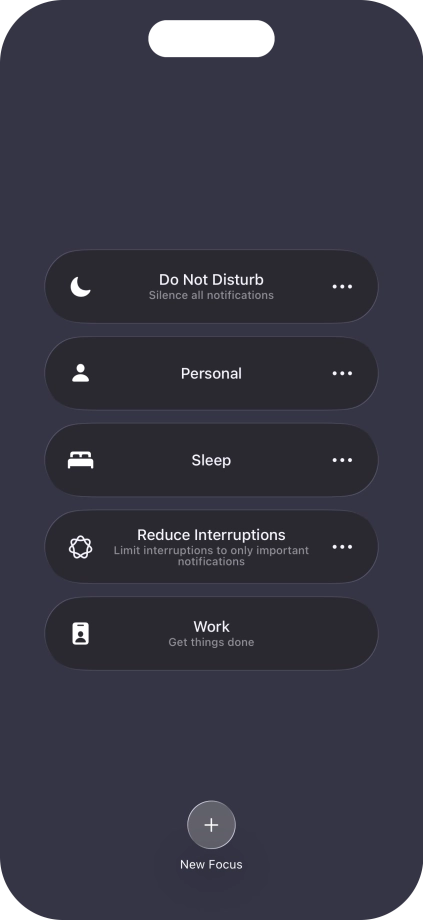 Press the required focus mode to activate or deactivate it immediately. Press the required focus mode to activate or deactivate it immediately.
