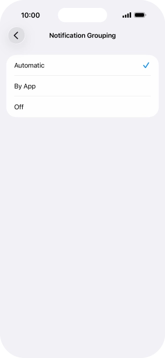 Press the required setting.