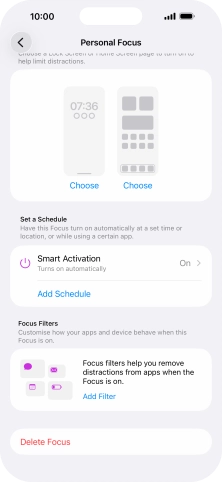 Press the required setting below 