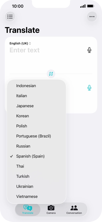 Press the required target language. Press the required target language.
