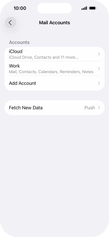 Press the name of the Exchange email account you've just set up.