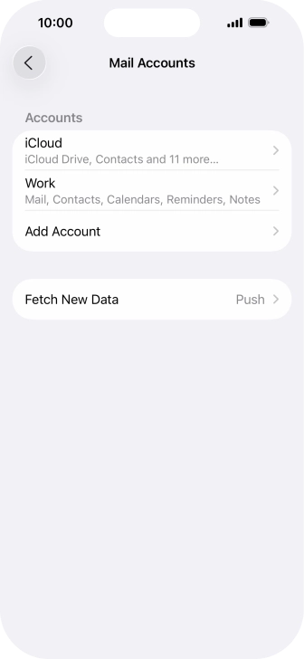 Press the name of the Exchange email account you've just set up.